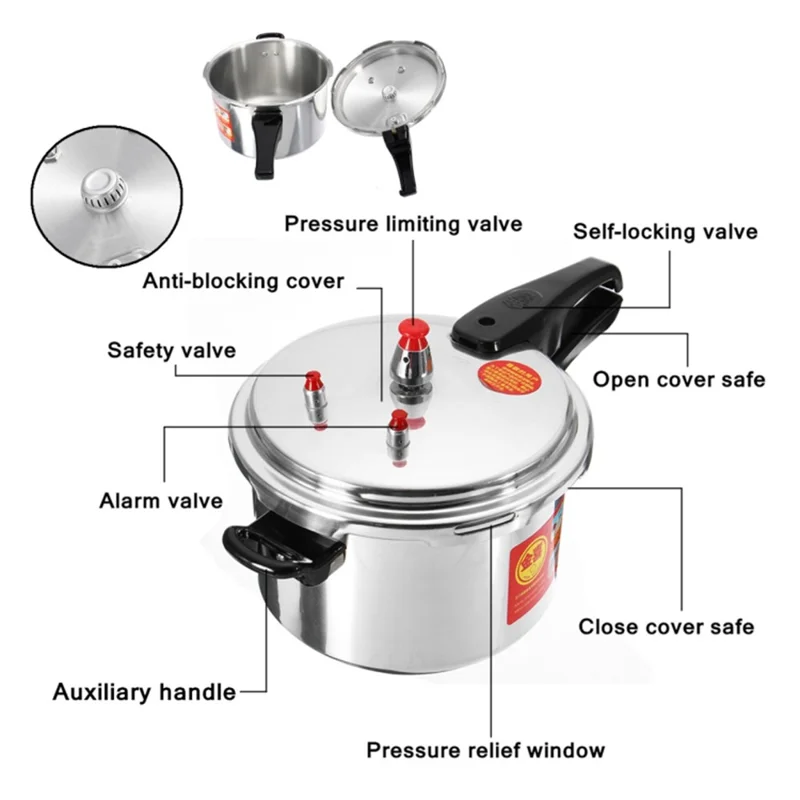 22cm Aluminum Alloy Pressure Cooker Home Use Explosion-Proof Cookware for Gas Stove