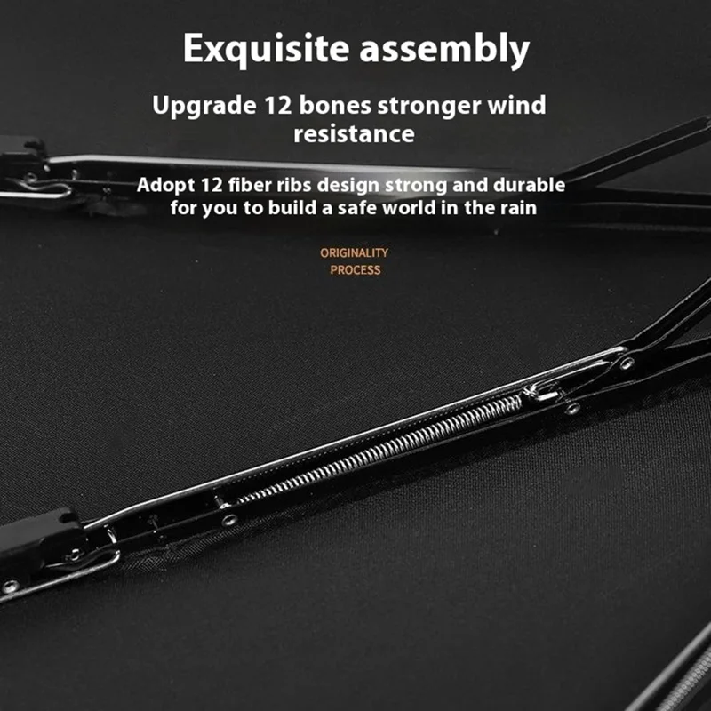 Windproof Umbrella Large 12-Rib Folding Travel Umbrella with Automatic Opening and Closing for Rain / Sun - Wine Red