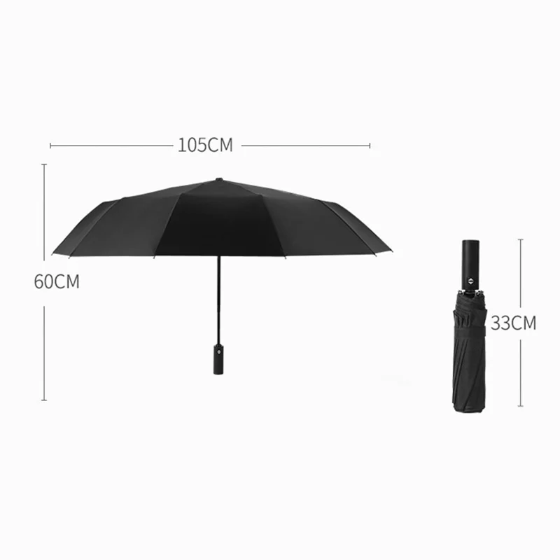 Windproof Umbrella Large 12-Rib Folding Travel Umbrella with Automatic Opening and Closing for Rain / Sun - Wine Red