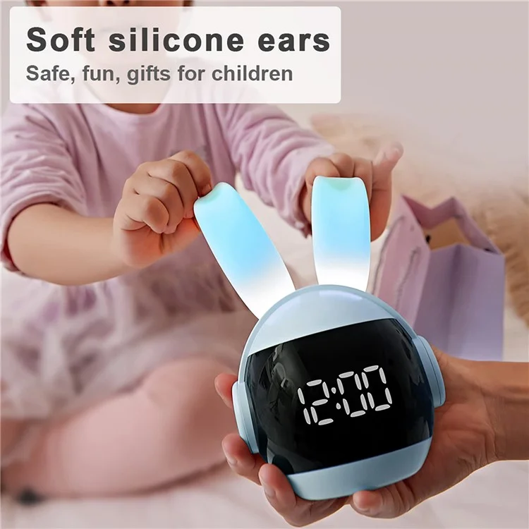 F9 Hasen-Nachtlicht Wecker Wiederaufladbar Leiser Countdown-Timer Nachttischlampe - Rosa