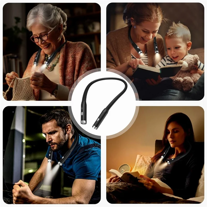 F4 Eye Protection LED Neck Reading Light Rechargeable Flexible 360 Degree Hands Free Book Light - Pink