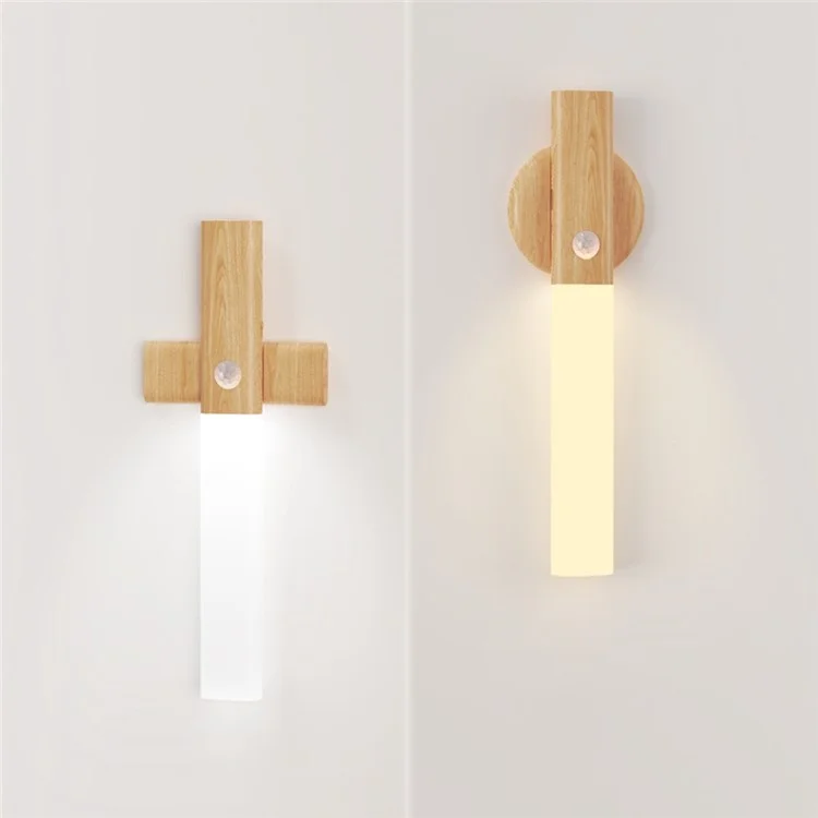 F12 Motion Sensor LED Light Rechargeable Cabinet Lamp for Cupboard / Wardrobe / Closet Magnetic Light Bar - Cross Shape / White Light