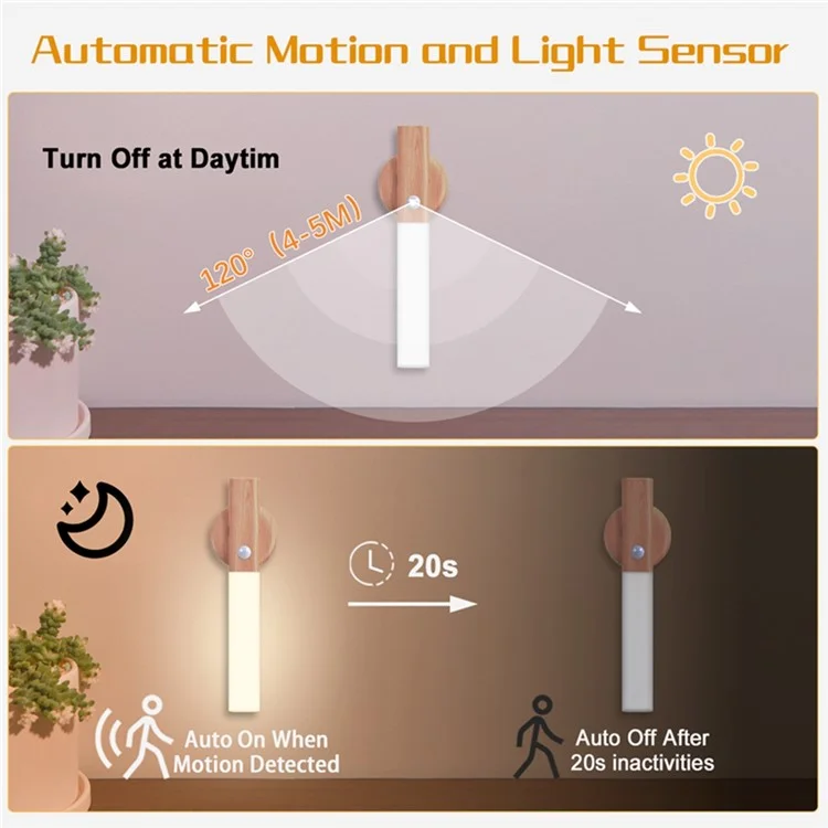 F12 Motion Sensor LED Light Rechargeable Cabinet Lamp for Cupboard / Wardrobe / Closet Magnetic Light Bar - Cross Shape / White Light