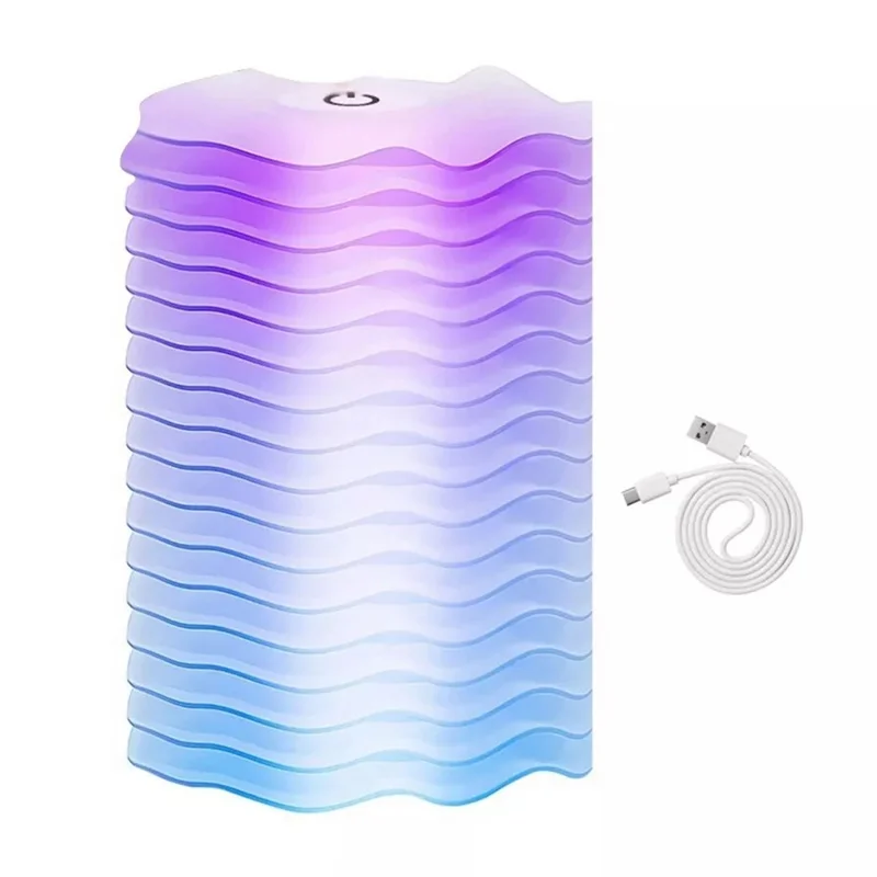 Multi-Layer Wave Shape Portable Bedside Table Lamp Touch Control RGB Night Light for Bedroom
