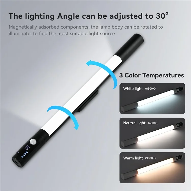 MZ-L2901 Motion Sensor Light Bar for Cabinet Closet Wardrobe Magnetic LED Lamp Strip, Built In 2000mAh Battery - Black