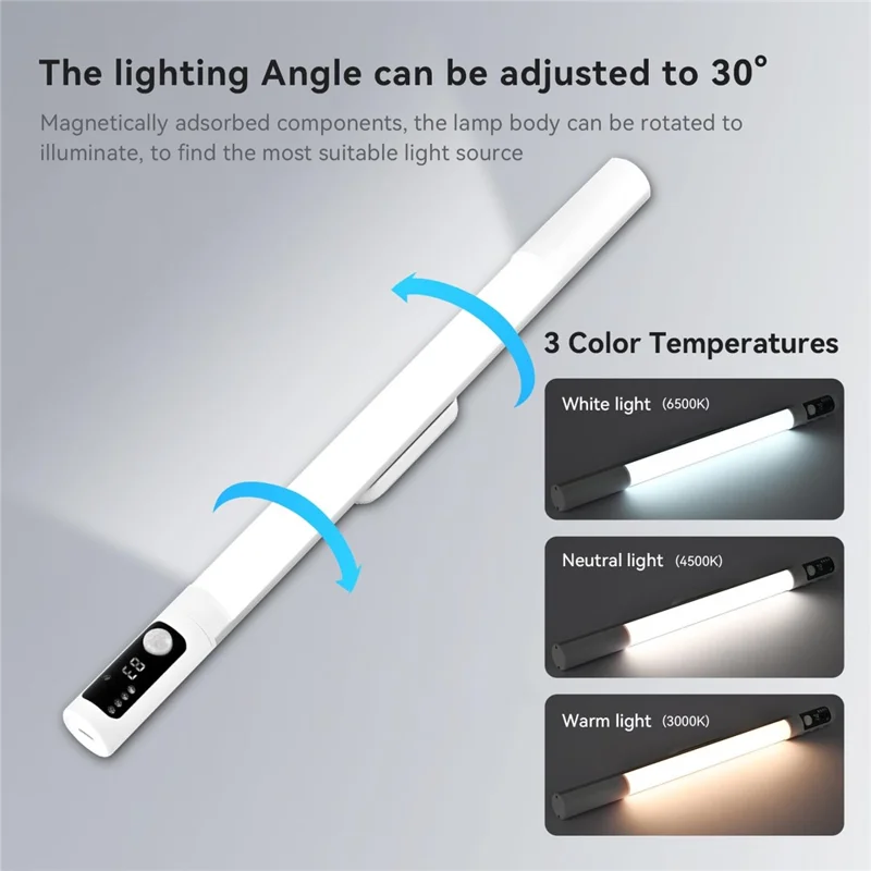 MZ-L2901 Motion Sensor Light Bar for Cabinet Closet Wardrobe Magnetic LED Lamp Strip, Built In 2000mAh Battery - Silver