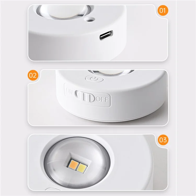 MZ-L3301 1Pc Three Colors Round LED Cabinet Light Magnetic Wardrobe Lamp with Remote Control