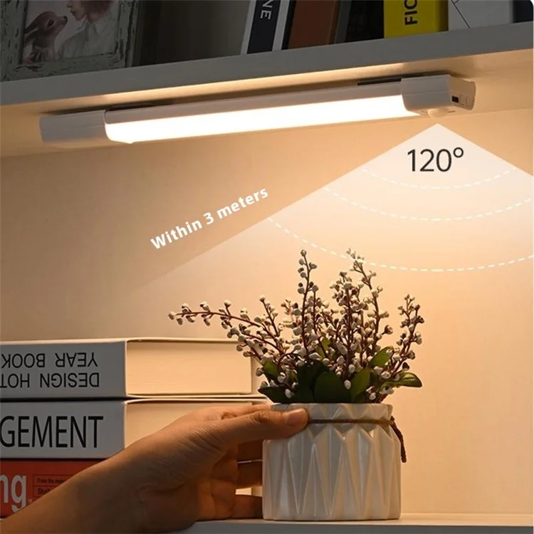 MZ-L3201 20cm LED Light Bar Motion Sensor Wireless Magnetic Rechargeable Cabinet Lamp Strip - White