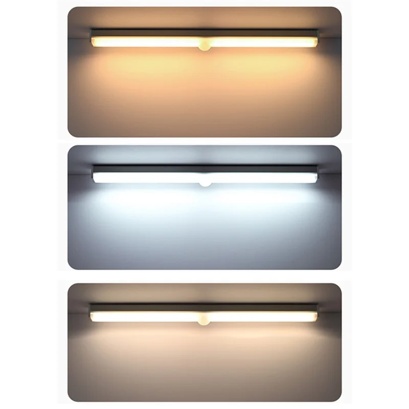 MZ-L906 Barre lumineuse LED intelligente de 10 cm avec capteur de mouvement, rechargeable, magnétique, auto-adhésive, 3 couleurs pour placard