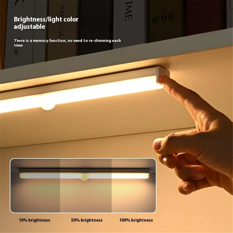 MZ-L906 Barre lumineuse LED intelligente de 10 cm avec capteur de mouvement, rechargeable, magnétique, auto-adhésive, 3 couleurs pour placard