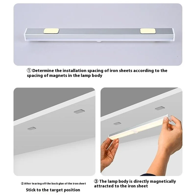 MZ-L906 30cm Smart Motion Sensor Cabinet Light Bar 3-Color Rechargeable LED Self-Adhesive Magnetic Light