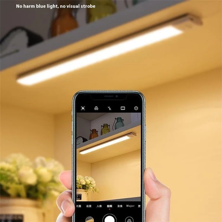 MZ-L1803 30cm Ultra-Thin Smart Motion Sensor Light Bar 3 Color Magnetic Self-Adhesive Rechargeable LED Cabinet Light - Black