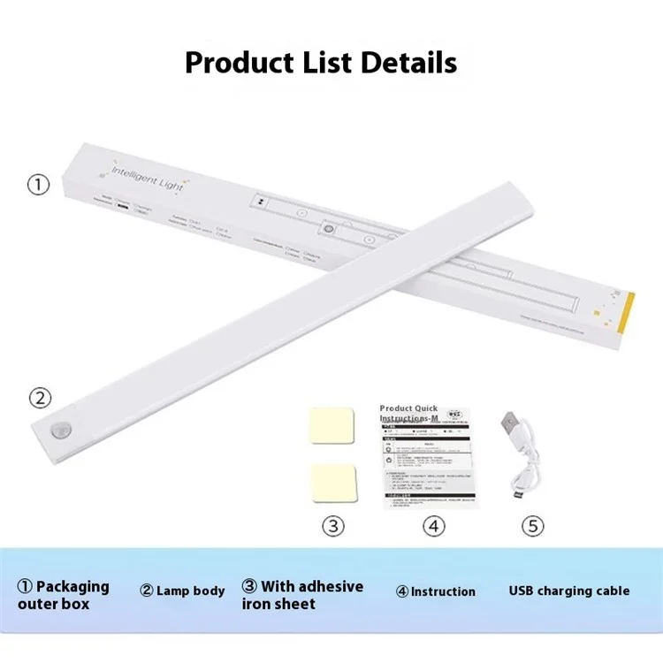 MZ-L1803 30cm Ultra-Thin Smart Motion Sensor Light Bar 3 Color Magnetic Self-Adhesive Rechargeable LED Cabinet Light - Black