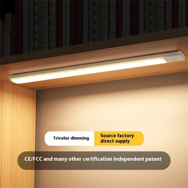 MZ-L1803 30cm Ultra-Thin Smart Motion Sensor Light Bar 3 Color Magnetic Self-Adhesive Rechargeable LED Cabinet Light - Black