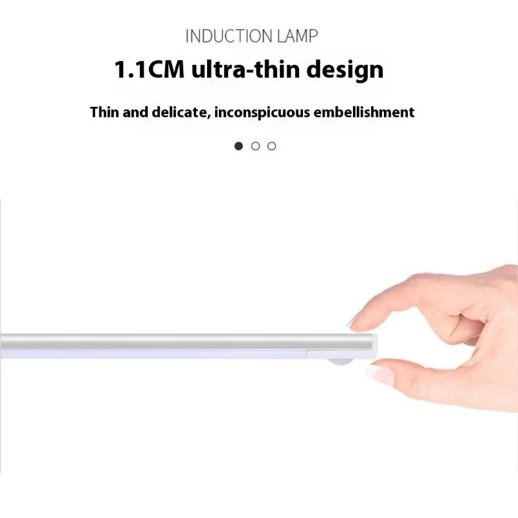 MZ-L1803 30cm Ultra-Thin Smart Motion Sensor Light Bar 3 Color Magnetic Self-Adhesive Rechargeable LED Cabinet Light - Black