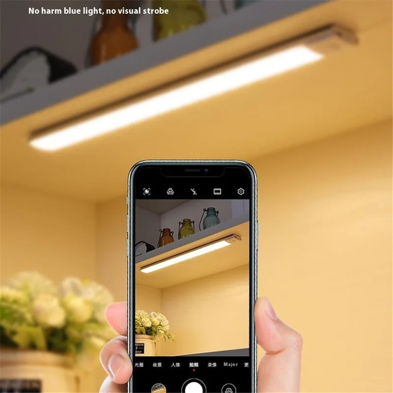 MZ-L1803 40cm Ultra-Thin Smart Motion Sensor Light Bar 3 Color Magnetic Self-Adhesive Rechargeable LED Cabinet Light - Silver