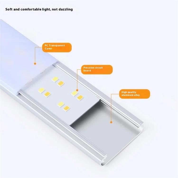 MZ-L1803 50cm Ultra-Dünne Smart Bewegungssensor Lichtleiste 3 Farben Magnetisch Selbstklebend Aufladbare LED Schrankleuchte - Silber