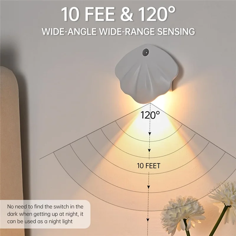 MZ-L2601 500mAh Rechargeable LED Motion Sensor Night Light 3-Color Magnetic Wall Lamp Indoor Doorplate Light - White