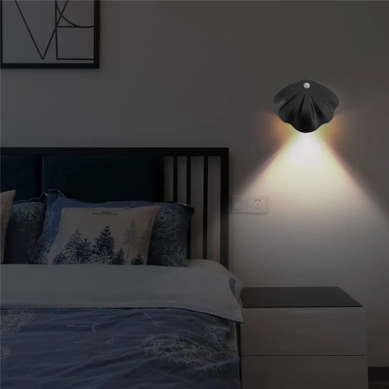 MZ-L2601 500mAh Rechargeable LED Motion Sensor Night Light 3-Color Magnetic Wall Lamp Indoor Doorplate Light - White