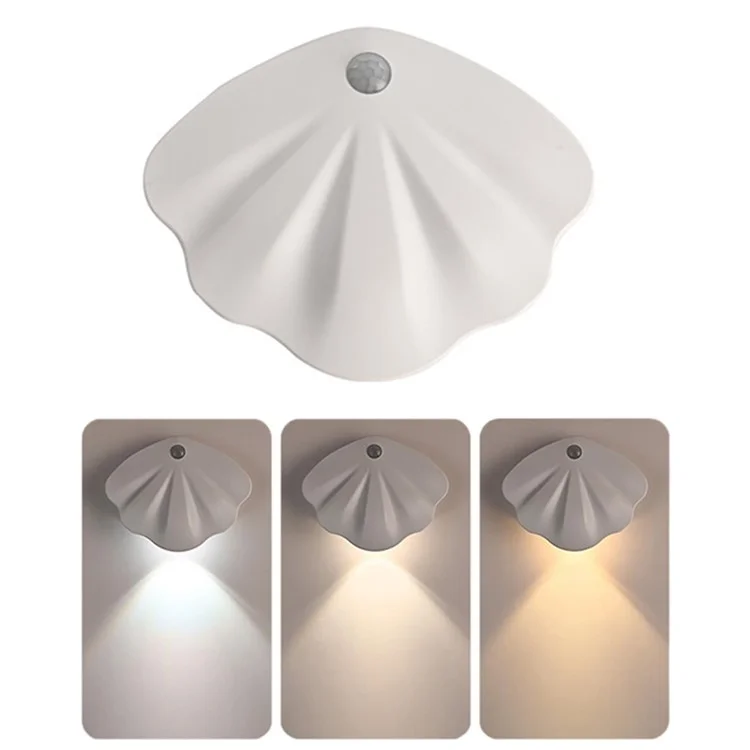 MZ-L2601 1200mAh Rechargeable LED Motion Sensor Night Light 3-Color Magnetic Wall Lamp Indoor Doorplate Light - White
