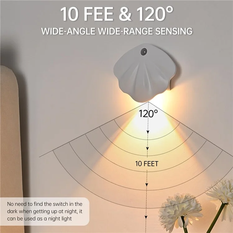 MZ-L2601 1200mAh Rechargeable LED Motion Sensor Night Light 3-Color Magnetic Wall Lamp Indoor Doorplate Light - White