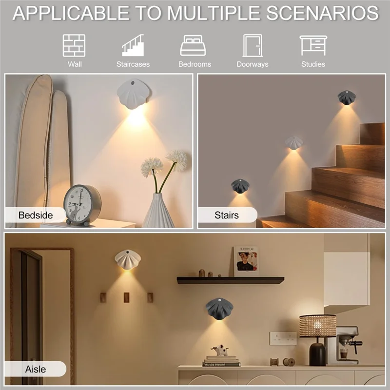 MZ-L2601 1200mAh Rechargeable LED Motion Sensor Night Light 3-Color Magnetic Wall Lamp Indoor Doorplate Light - White