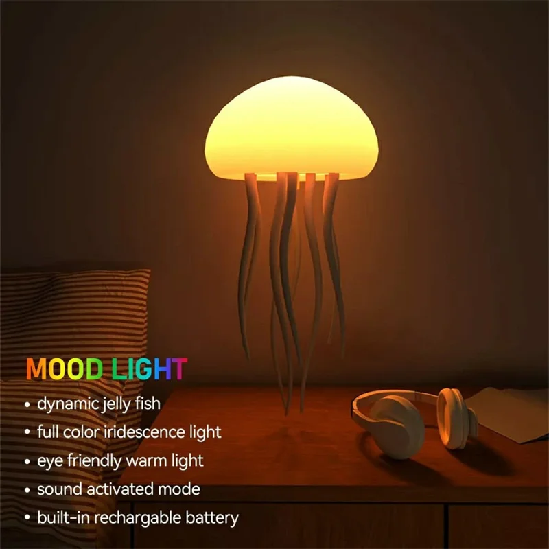 Lampe Méduse Activée par la Voix avec Éclairage d'Ambiance RGB et Tentacules - Type Suspension pour la Maison