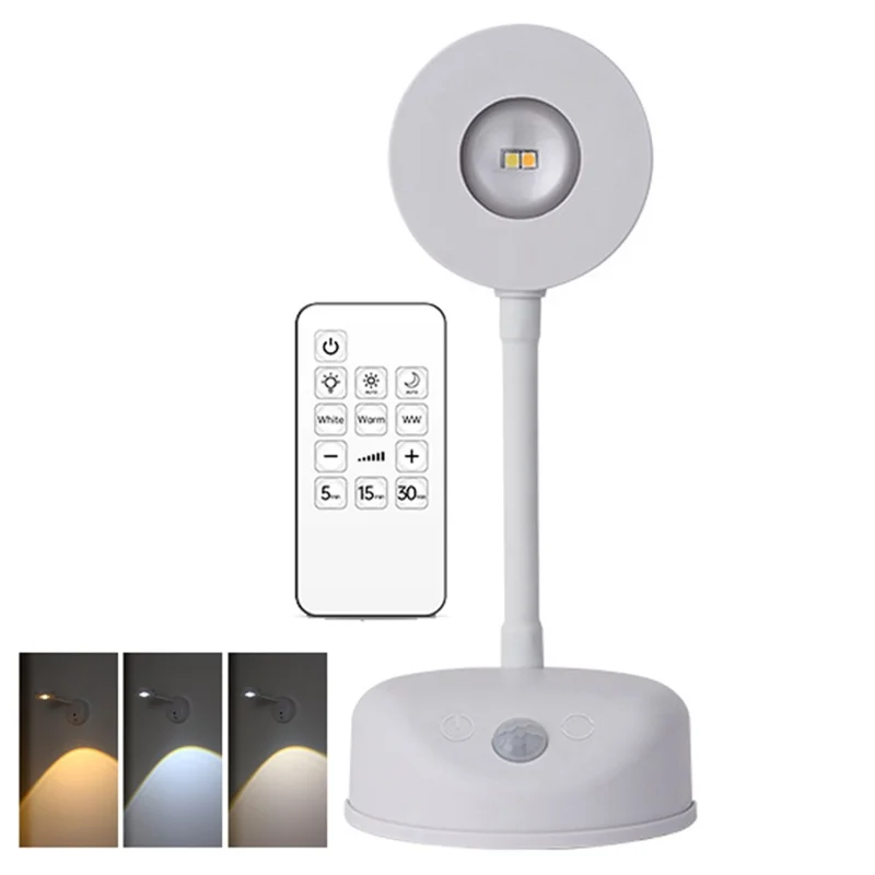 MZ-L2201 Motion Sensor 360 Degree Rotatable Picture Light for Wall Art with Remote, Built In 2000mAh Battery - White