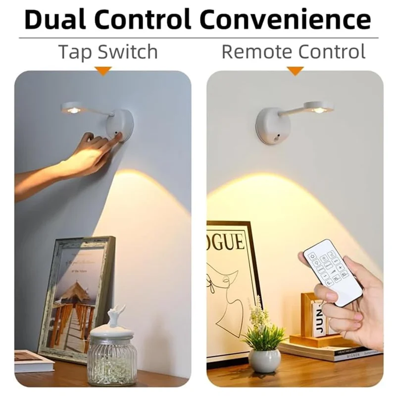 MZ-L2201 Motion Sensor 360 Degree Rotatable Picture Light for Wall Art with Remote, Built In 2000mAh Battery - White