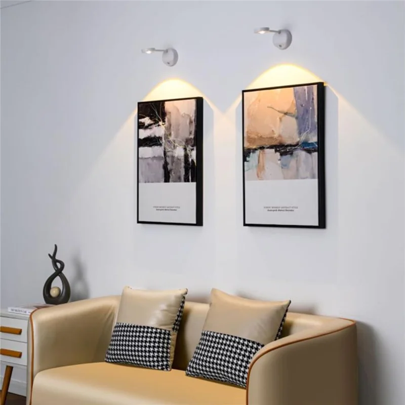 MZ-L2201 Motion Sensor 360 Degree Rotatable Picture Light for Wall Art with Remote, Built In 2000mAh Battery - White