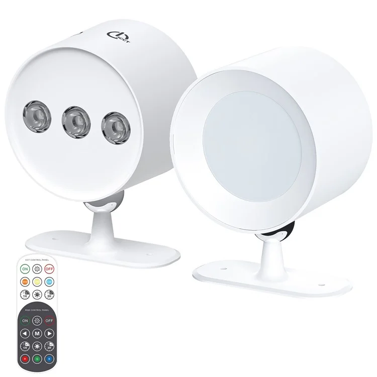 T057 Veilleuse murale double face à 15 couleurs, rechargeable, magnétique en forme d'œil de chat, avec télécommande - Blanc