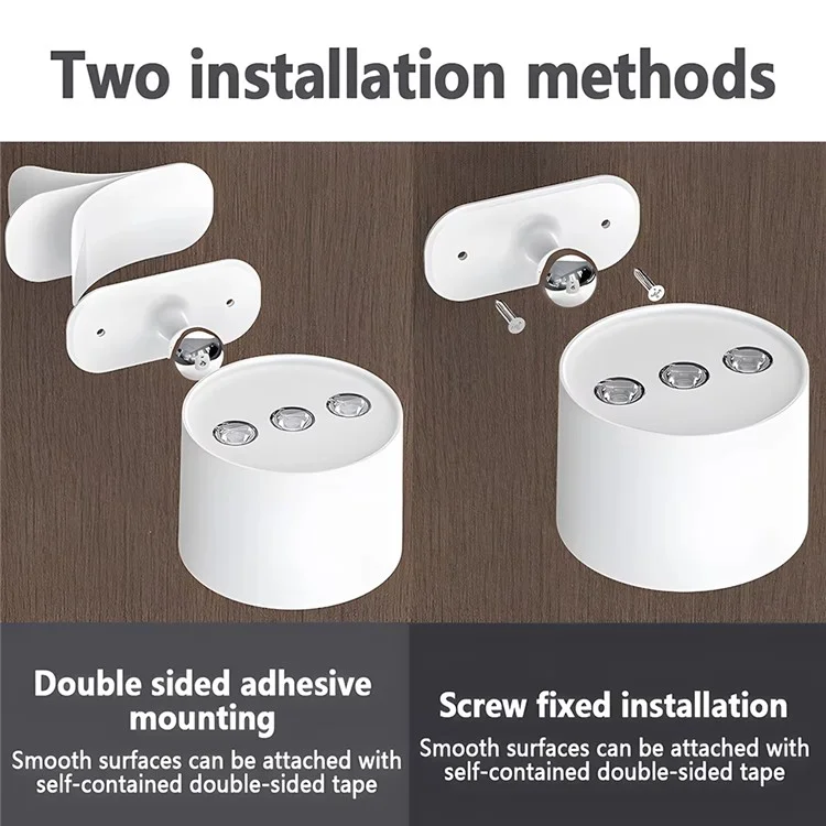 T057 Veilleuse murale double face à 15 couleurs, rechargeable, magnétique en forme d'œil de chat, avec télécommande - Blanc