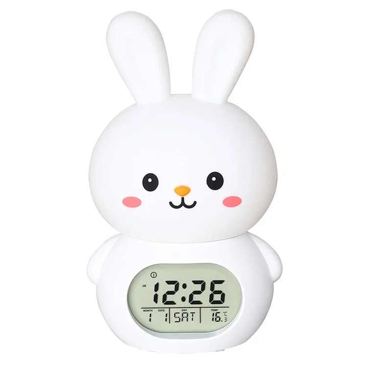YC-9117 Toque para Ligar Luz Noturna de Coelho Cartoon com Mudança de Cor RGB, Despertador Inteligente e Reprodutor de Música