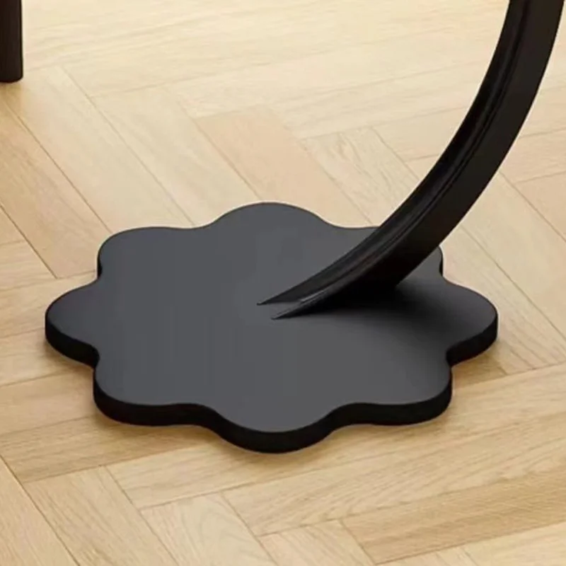 Double Tier Flower Petal Shape Side Table for Living Room Bedroom Sofa Bedside Storage Desk - Walnut+Black Frame