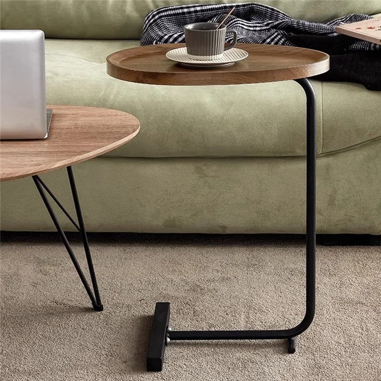 Modern Small Spaces Side Table Water Drop Shape Sofa End Table for Living Room Bedroom - Black+White Marble