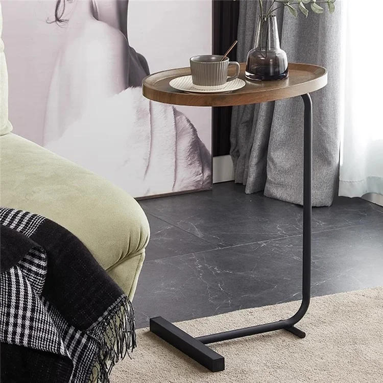 Modern Small Spaces Side Table Water Drop Shape Sofa End Table for Living Room Bedroom - Black+White Marble