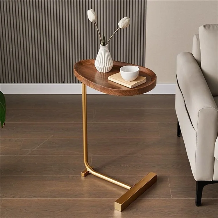 Modern Small Spaces Side Table Water Drop Shape Sofa End Table for Living Room Bedroom - Black+White Marble