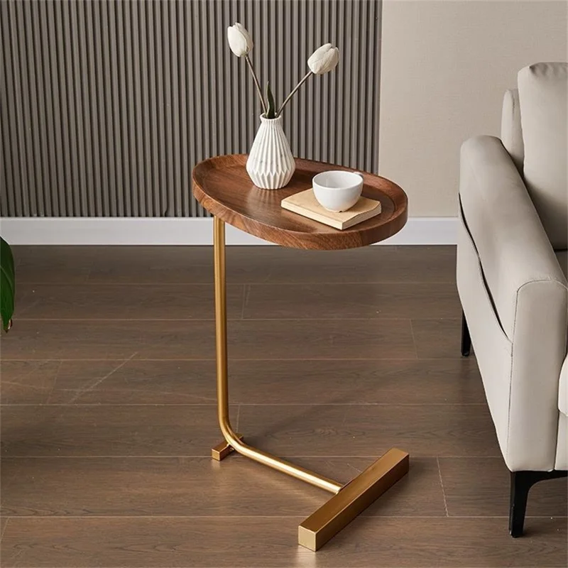 Modern Small Spaces Side Table Water Drop Shape Sofa End Table for Living Room Bedroom - Gold+White Marble