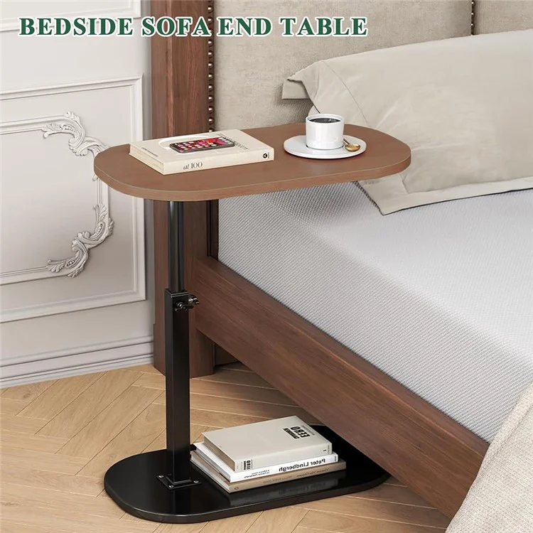 Adjustable C Shape Side Table for Sofa Bed 360 Degree Rotating Laptop Desk Portable End Table - Black