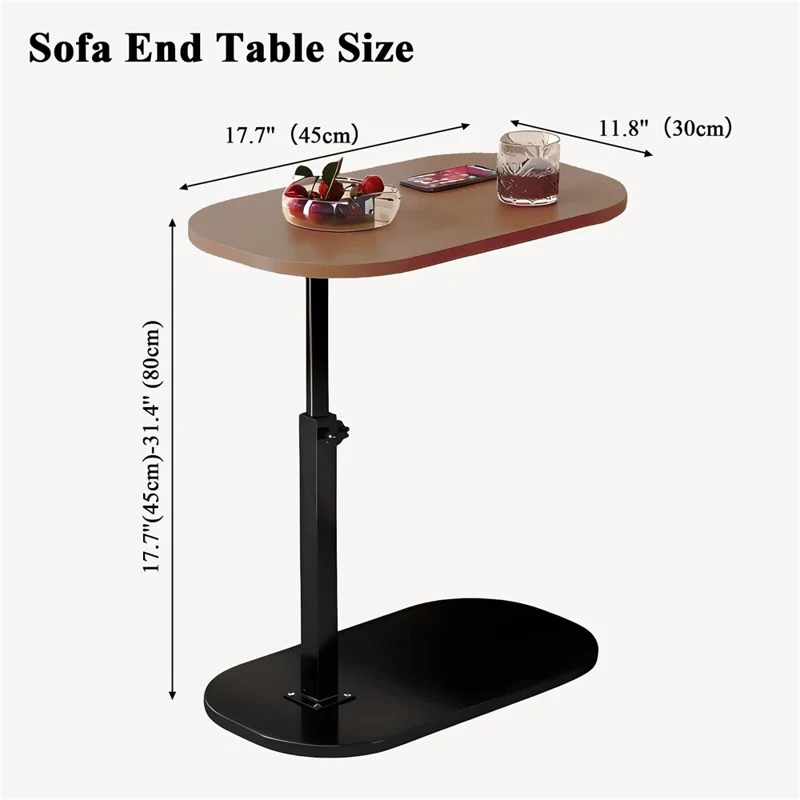Adjustable C Shape Side Table for Sofa Bed 360 Degree Rotating Laptop Desk Portable End Table - White