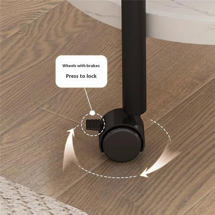 Mobile Side Table for Living Room Double Layer Bedside Table with Wheels Mini Tea Table Nightstand - Walnut