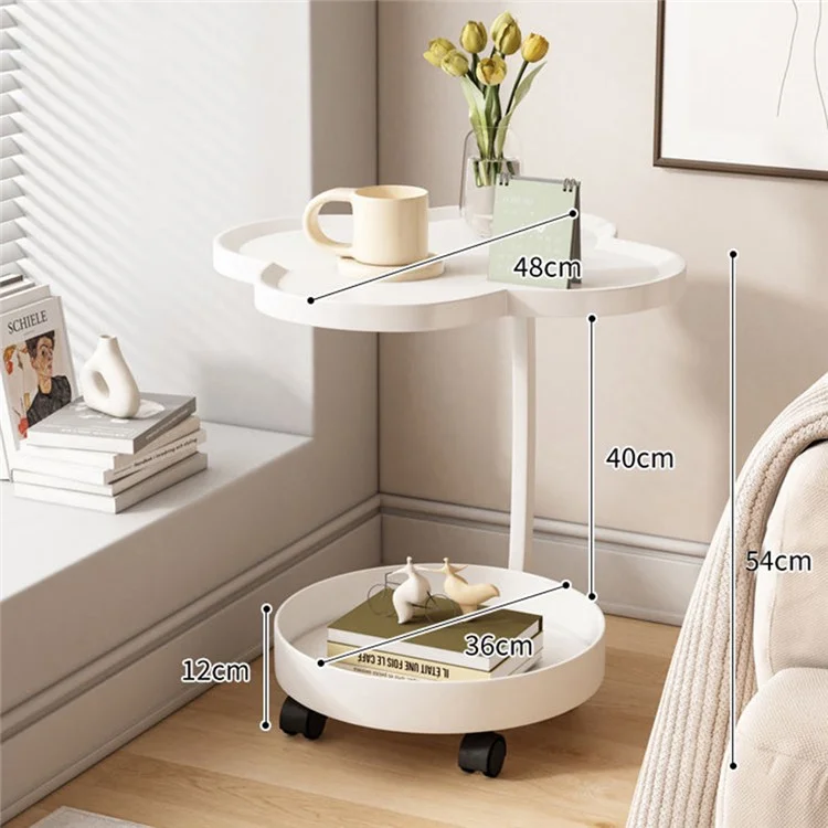 Rack de Armazenamento Móvel para Cabeceira Mesa Lateral para Sala de Estar Quarto Mini Mesa de Café com Rodas - Branco
