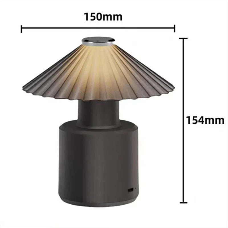 Crystal Bedside Table Lamp Touch Control Dimmable Rechargeable Ambient Light - Black