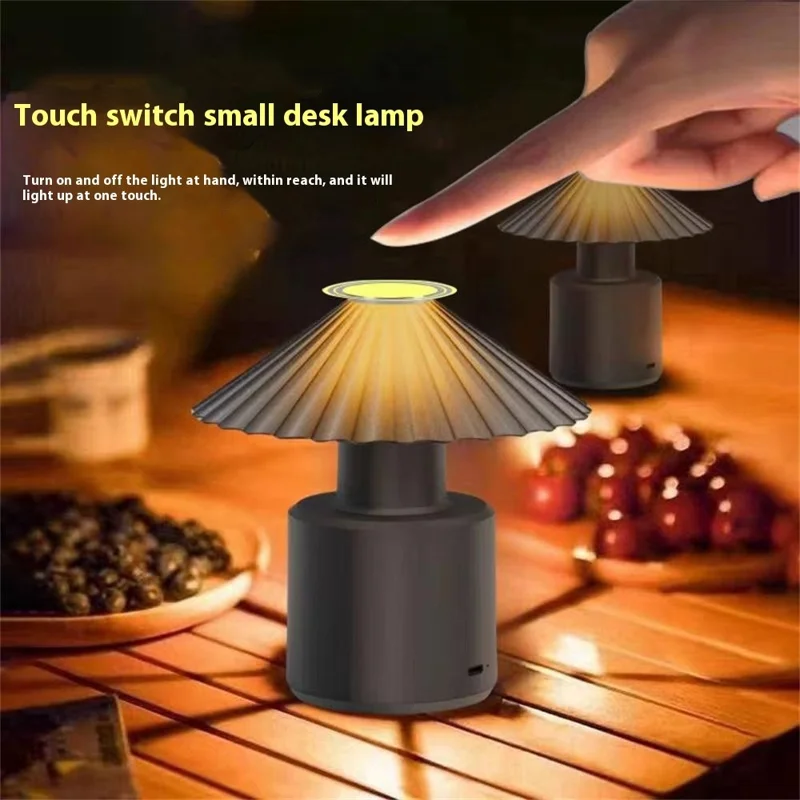 Crystal Bedside Table Lamp Touch Control Dimmable Rechargeable Ambient Light - Black