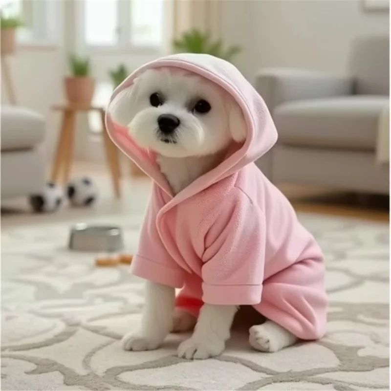 Solid Color Thick Coral Fleece Pet Bathrobe Water Absorbent Quick Drying Coat for Dogs, Size S - Yellow