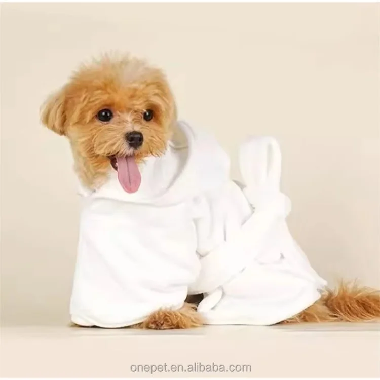 Solid Color Thick Coral Fleece Pet Bathrobe Water Absorbent Quick Drying Coat for Dogs, Size M - Yellow