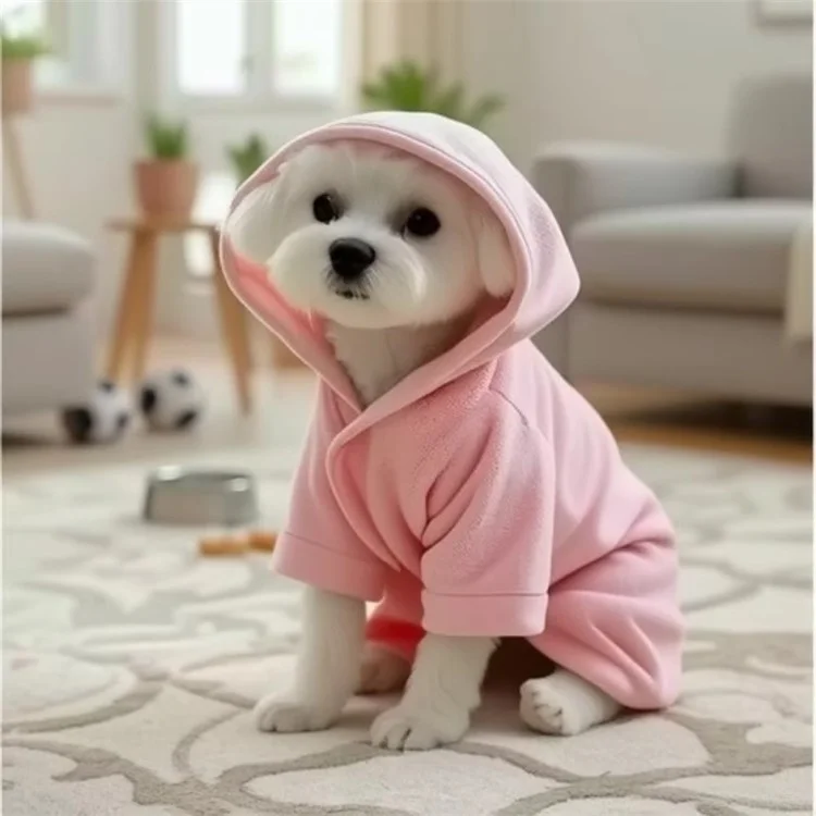 Solid Color Thick Coral Fleece Pet Bathrobe Water Absorbent Quick Drying Coat for Dogs, Size M - Yellow