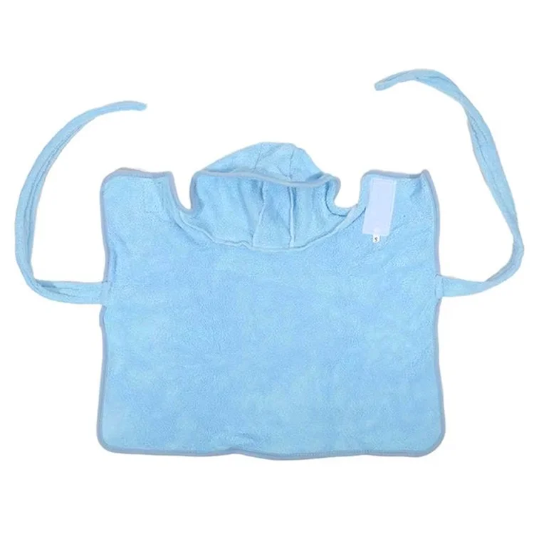 Solid Color Thick Coral Fleece Pet Bathrobe Water Absorbent Quick Drying Coat for Dogs, Size M - Blue