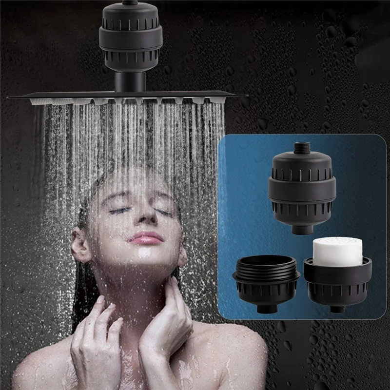 Filtro doccia a 18 strati Purificatore d'acqua per bagno di casa Pre-filtro per soffione della doccia, Nero