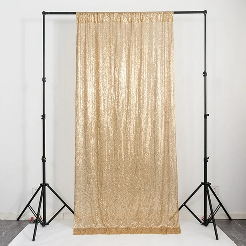 60 x 240cm Glitter Embroidered Sequin Backdrop Curtain for Wedding Party Event Decoration Gift - Champagne Gold